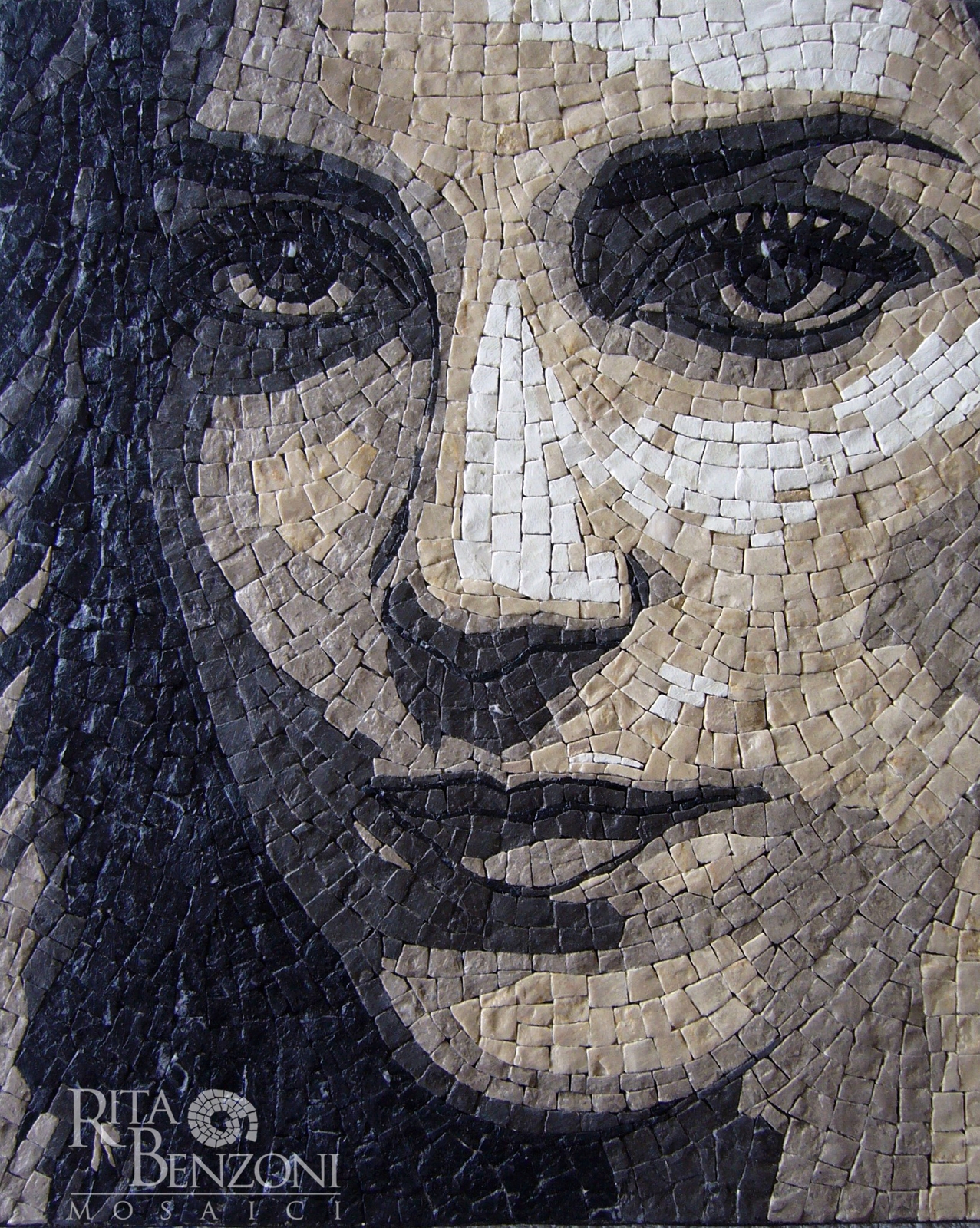 Ritratto di GRETA 2 a mosaico-Rita Benzoni Mosaicista