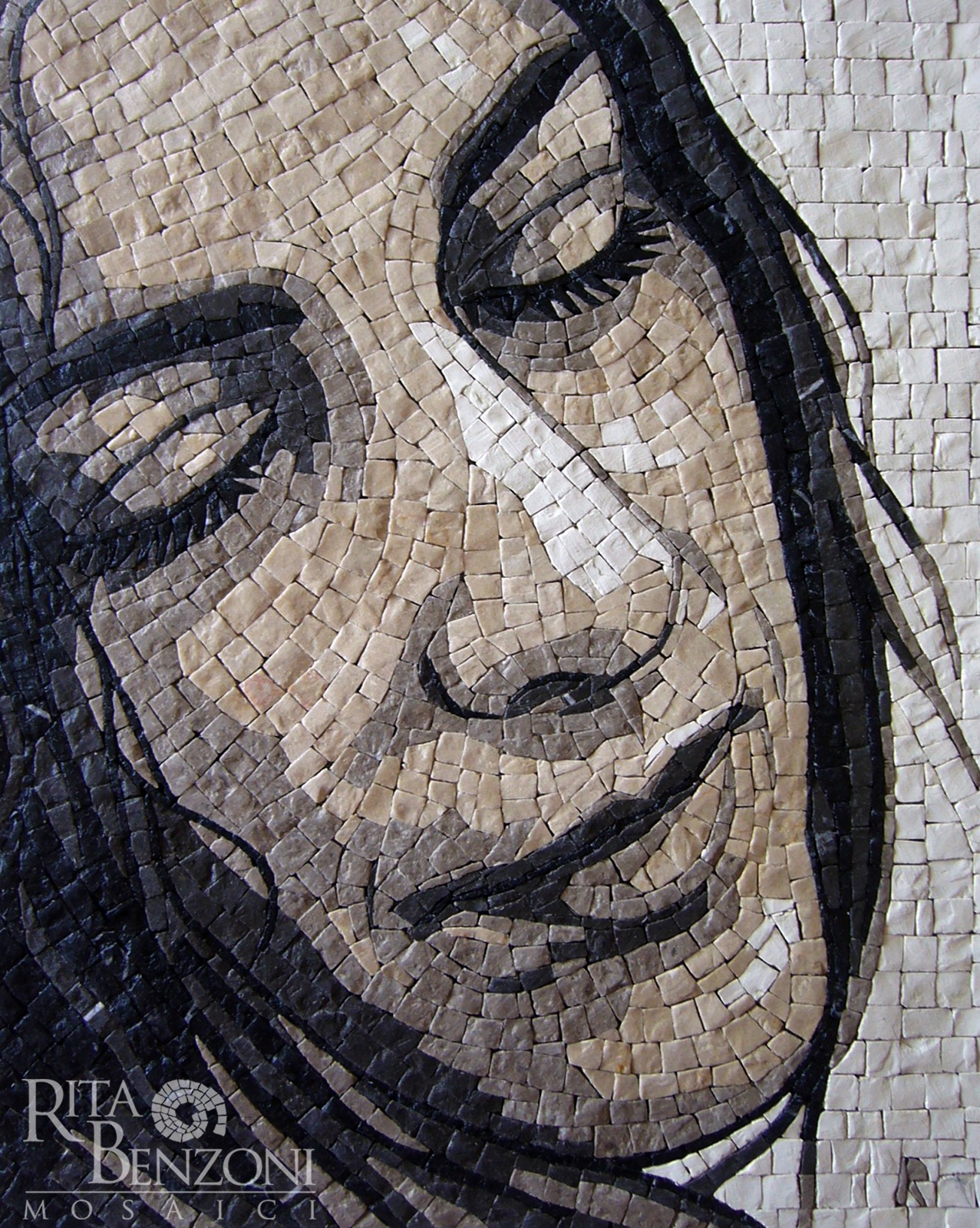 Ritratto di GRETA 1 a mosaico-Rita Benzoni Mosaicista
